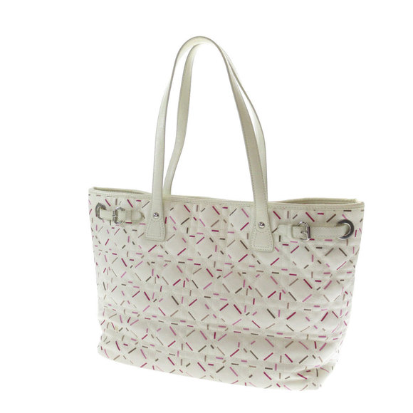 Christian Dior Handbags - Christian Dior Logo Charm Tote Bag Coated Canvas White